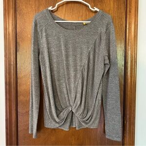 Zella Long Sleeve Twist Activewear/Lounge Top in Grey Dark Heather M
